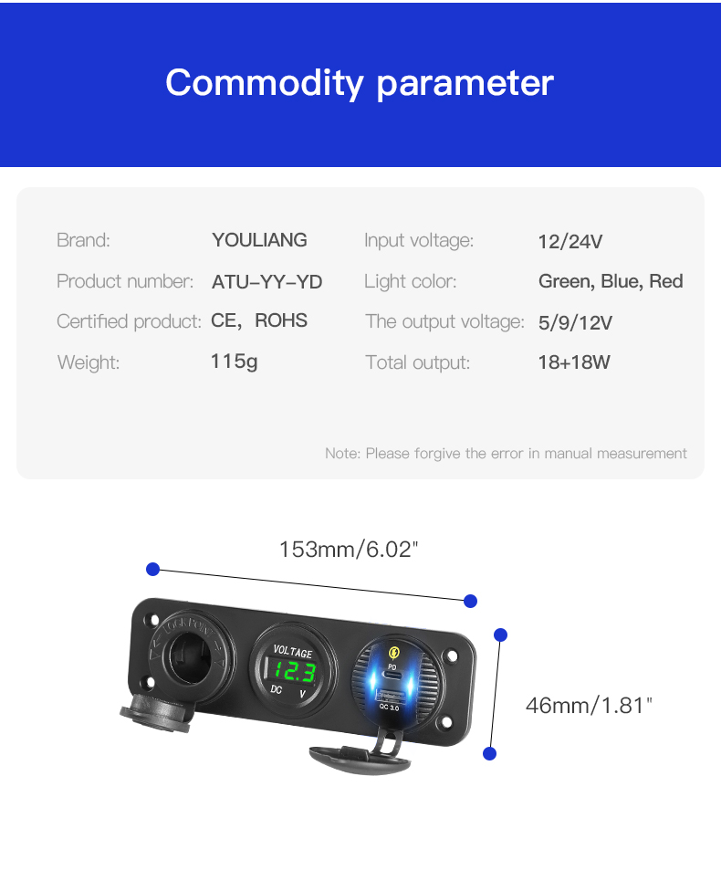 Dual port QC3.0 PD usb c car charger