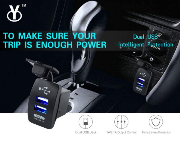 Square 12v usb car charger