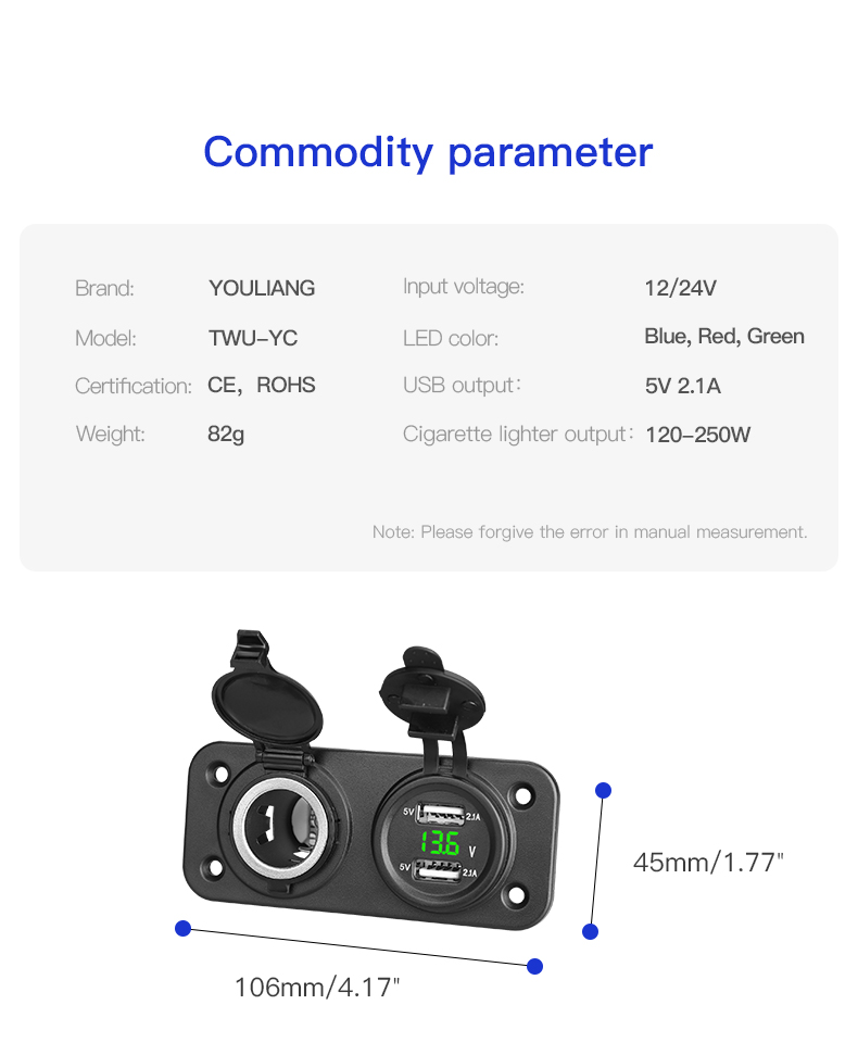 12v usb charger car cigarette lighter plug