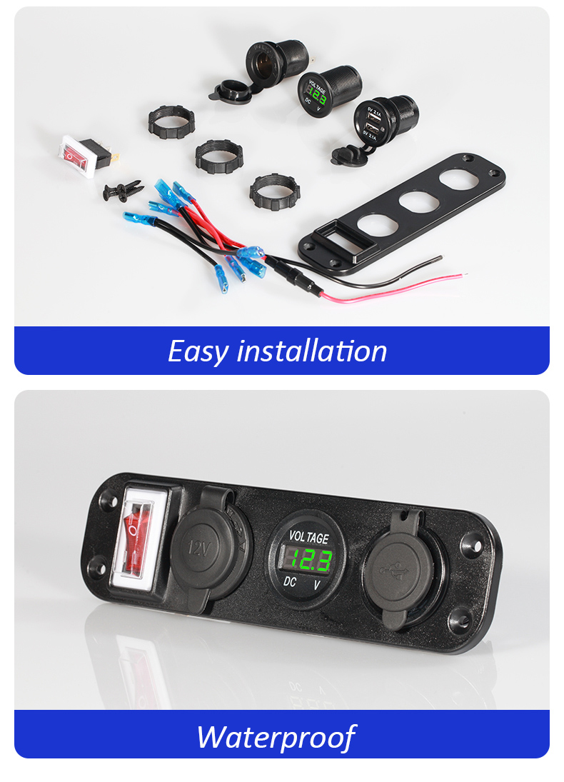 Car mobile charger with rocker panel switches