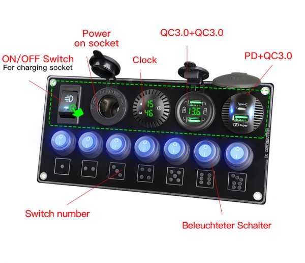 Camper van switch panel