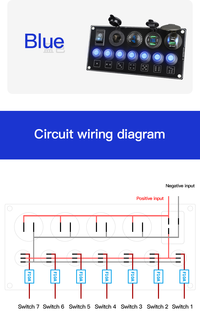 Camper van switch panel