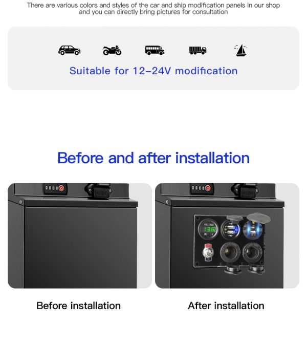 Boat toggle switch panel with super fast car charger