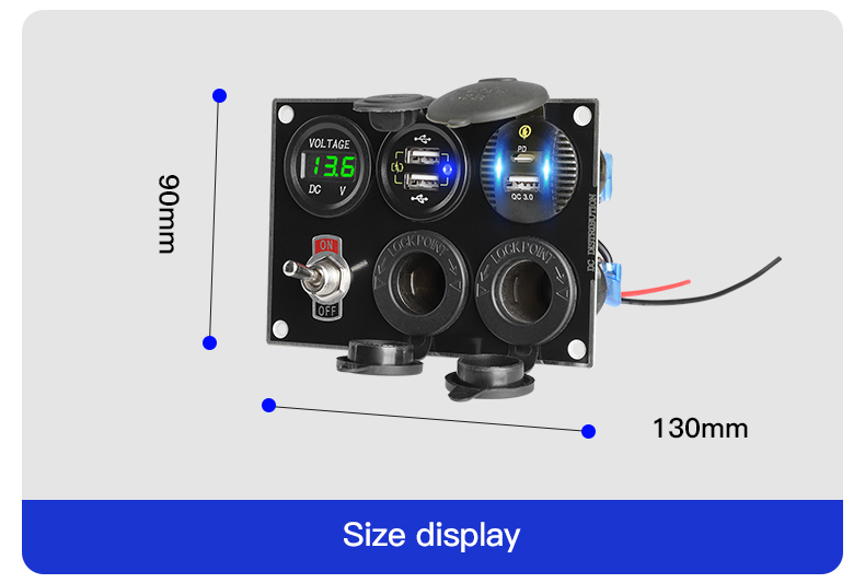 Boat toggle switch panel with super fast car charger