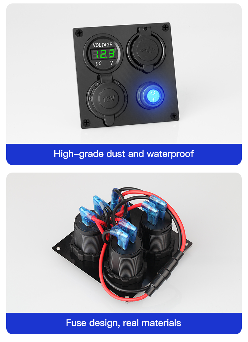 Switch panel for car with car charger adapter to plug