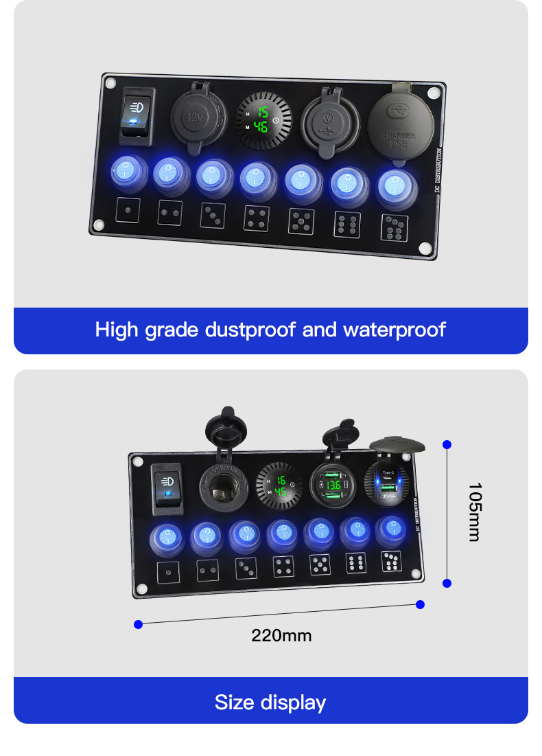 Camper van switch panel